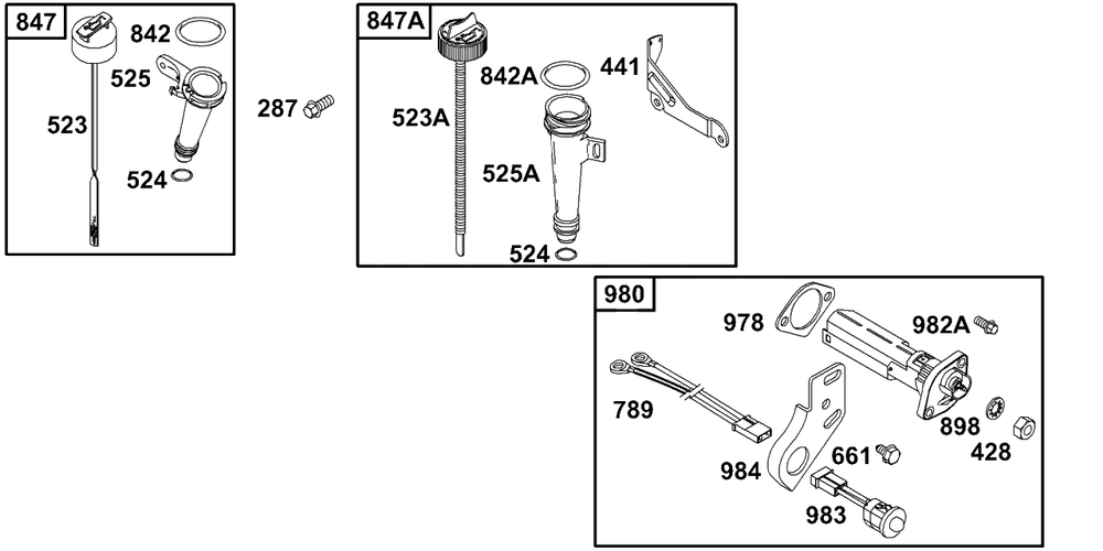Oil Group Diagram and Parts List for 133232-1012-XX  Briggs and Stratton Engine